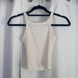 Ripped cropped tank top, Princess Polly, cream, size 6